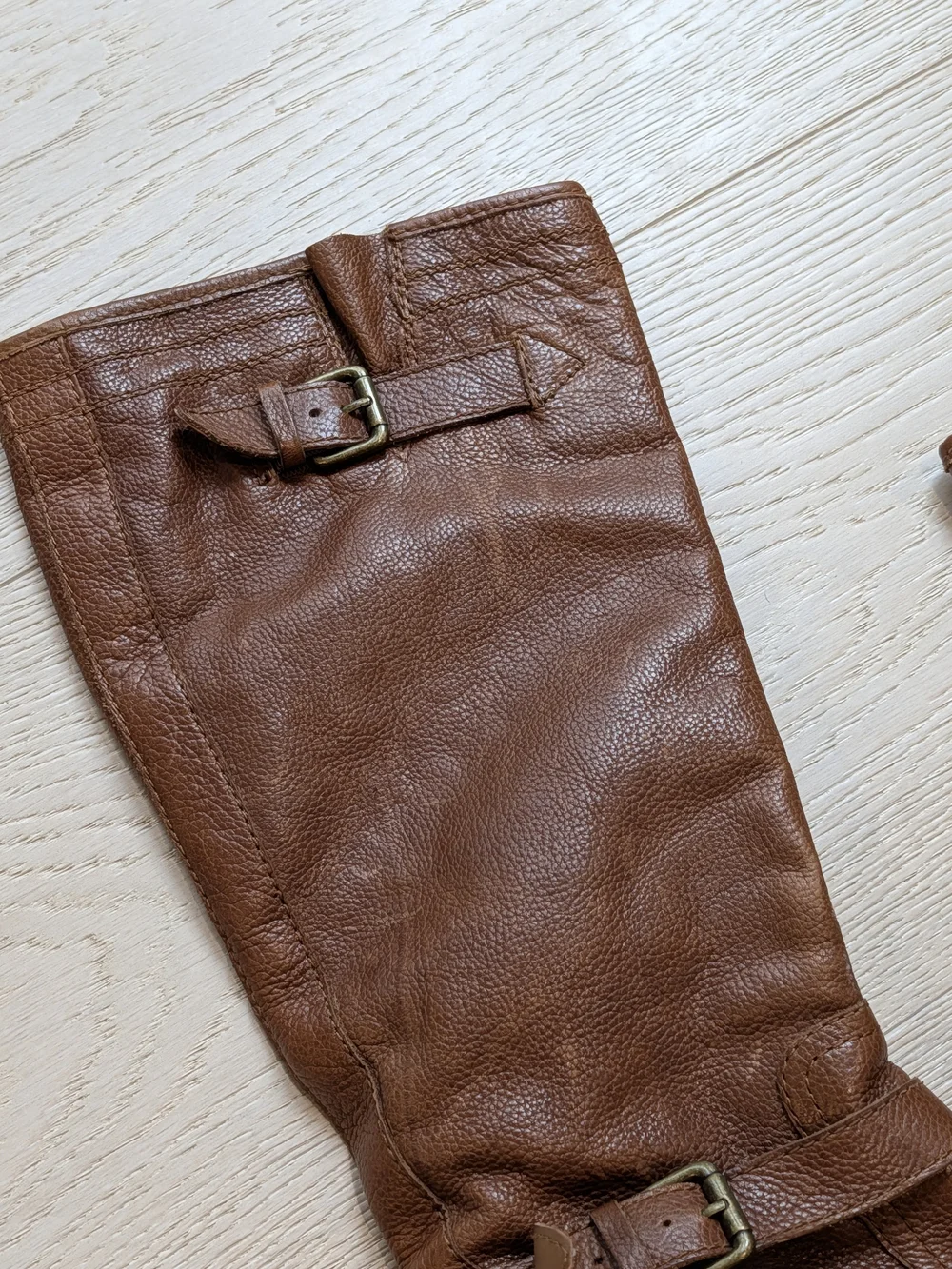 Franco Sarto Brown Leather Knee-High Buckle Boots